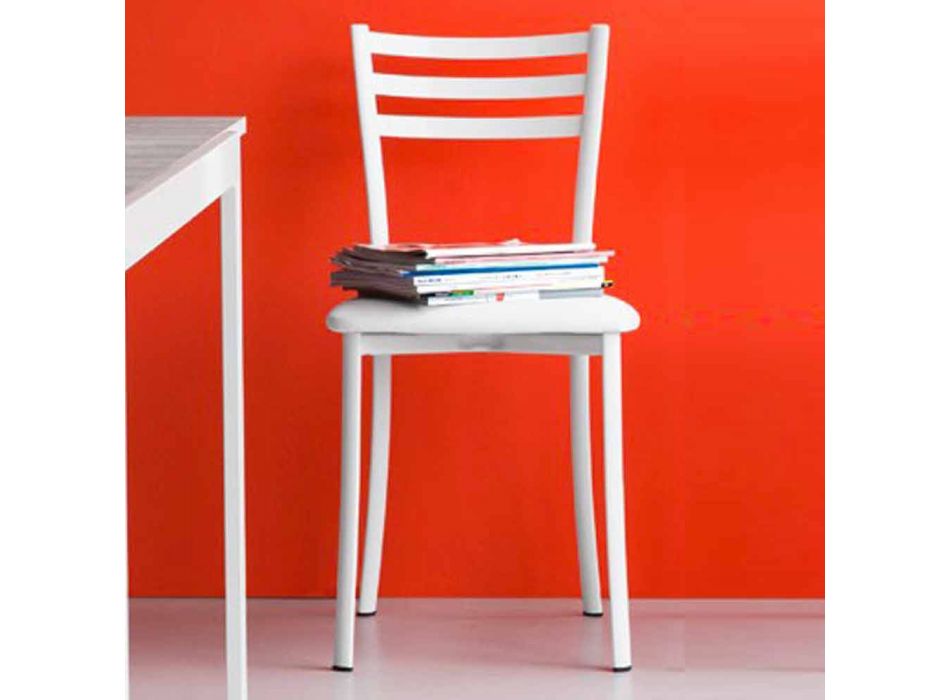 Wyściełane krzesło do jadalni z metalu i sztucznej skóry Made in Italy - Ace Viadurini