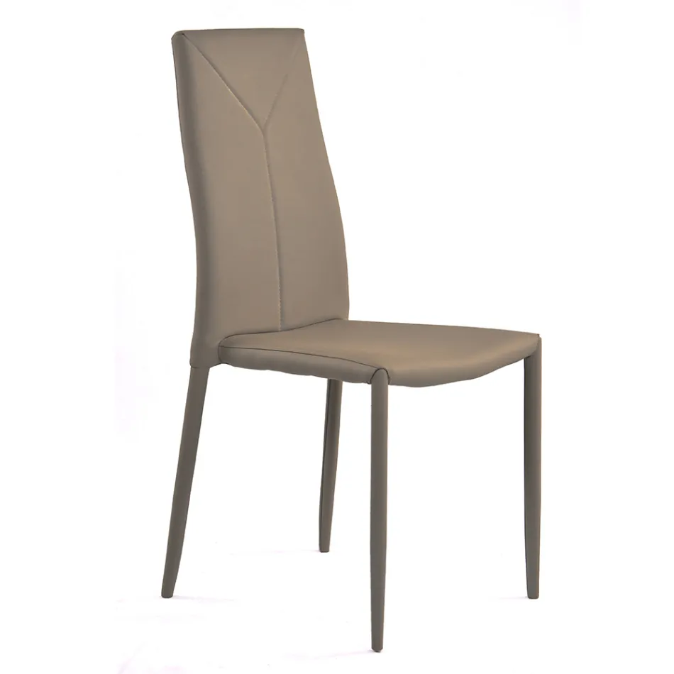 Krzesło do jadalni z 4 kawałkami skóry syntetycznej, które można układać w stosy - Syberia Viadurini