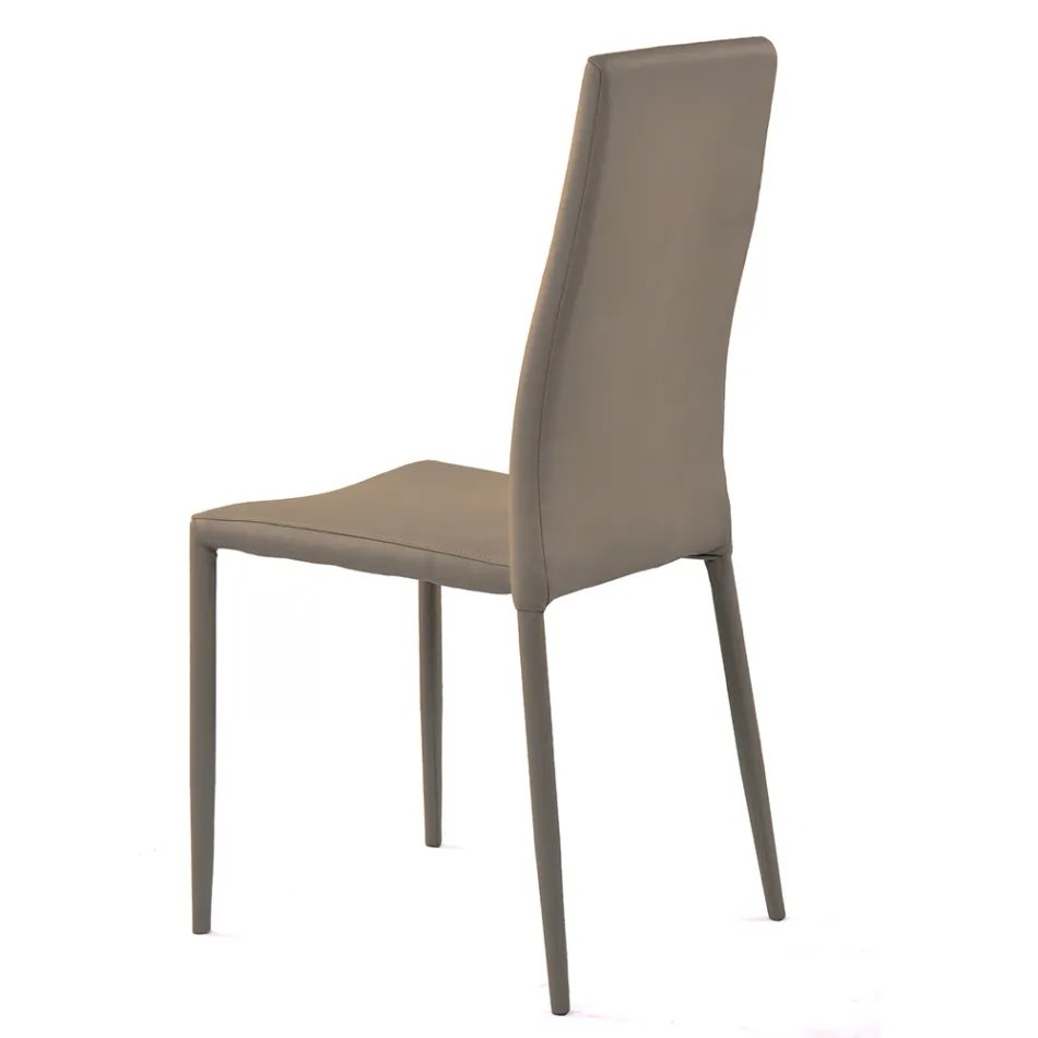 4-częściowe krzesło do jadalni z możliwością układania w stosy ze skóry syntetycznej - Syberia Viadurini