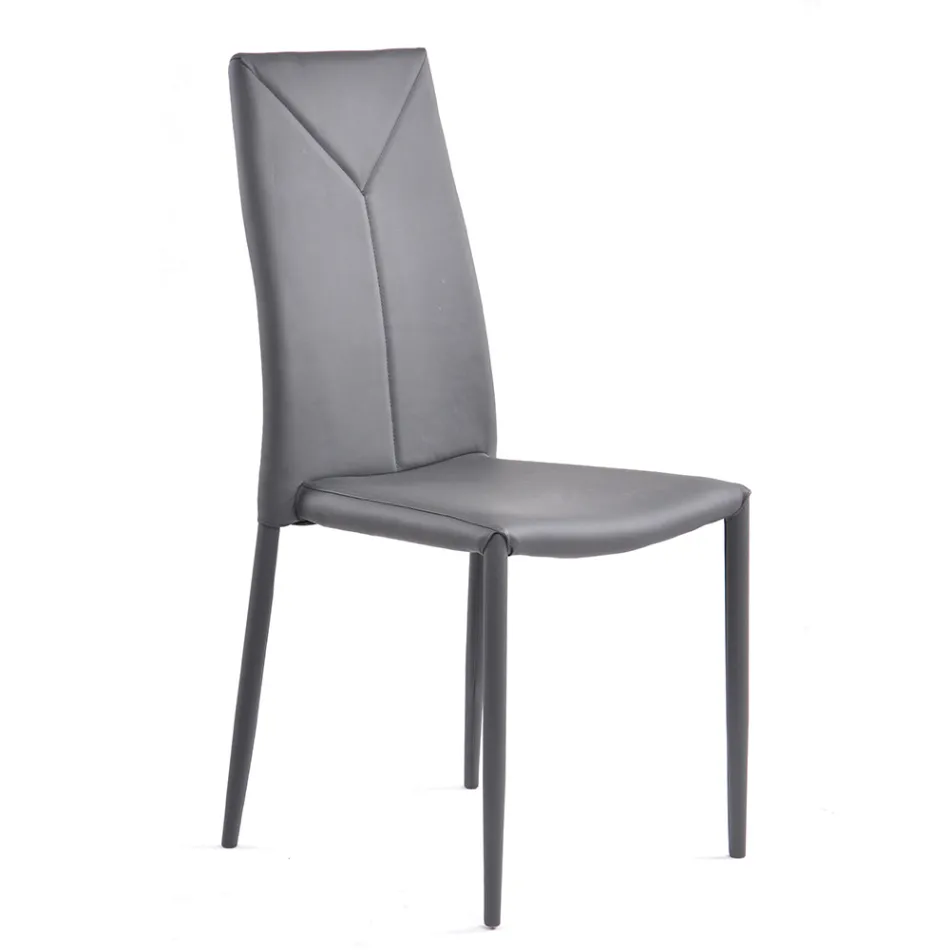 Krzesło do jadalni z 4 kawałkami skóry syntetycznej, które można układać w stosy - Syberia Viadurini