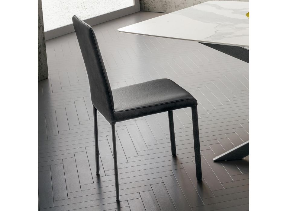 Krzesło do jadalni ze sztucznej skóry Made in Italy, 2 sztuki - Mawi Viadurini