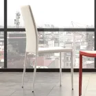 Krzesło do jadalni w metalowej tapicerce ze skóry ekologicznej, 4 sztuki - Nadia Viadurini