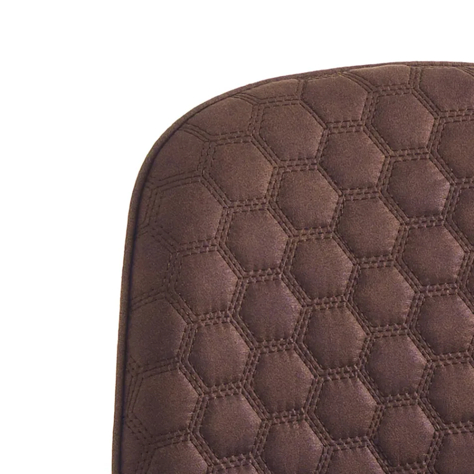 Krzesło do jadalni z mikrofibry i matowego czarnego metalu 4 sztuki - Jake Viadurini