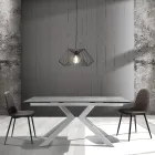 Krzesło do jadalni z mikrofibry i matowego czarnego metalu 4 sztuki - Jake Viadurini