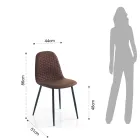 Krzesło do jadalni z mikrofibry i matowego czarnego metalu 4 sztuki - Jake Viadurini