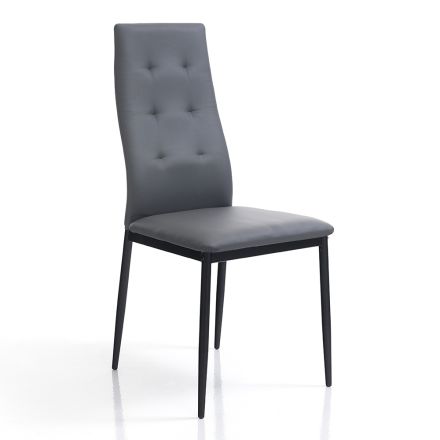 Krzesło do jadalni ze skóry i lakierowanego metalu 4 sztuki - Gunter Viadurini