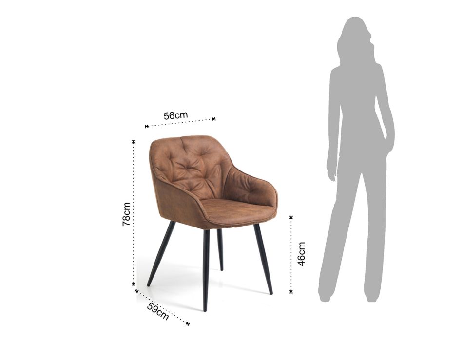 Krzesło do jadalni z efektem postarzanej skóry 2 sztuki - Garbina Viadurini