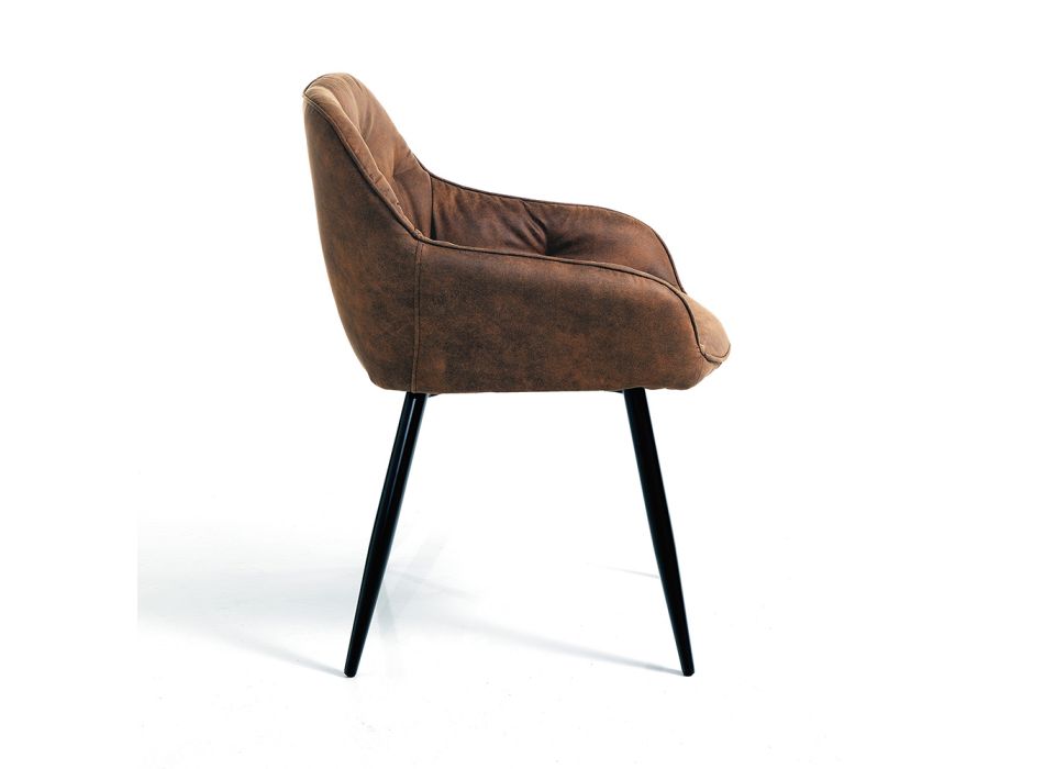 Krzesło do jadalni z efektem postarzanej skóry 2 sztuki - Garbina Viadurini