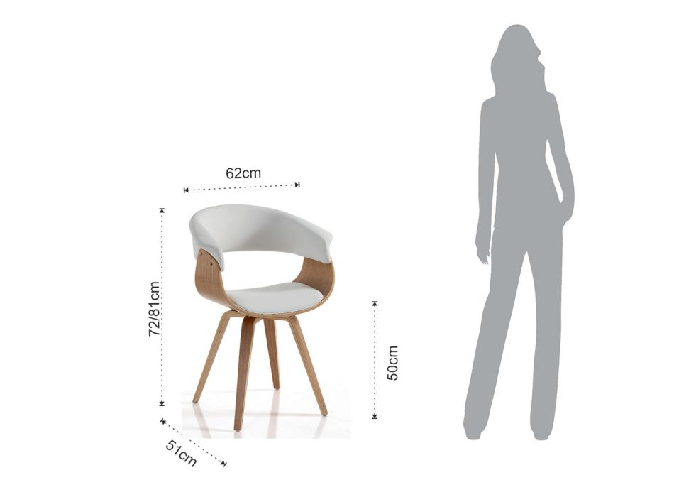 Krzesło do jadalni ze skóry syntetycznej i sklejki - Nubea Viadurini