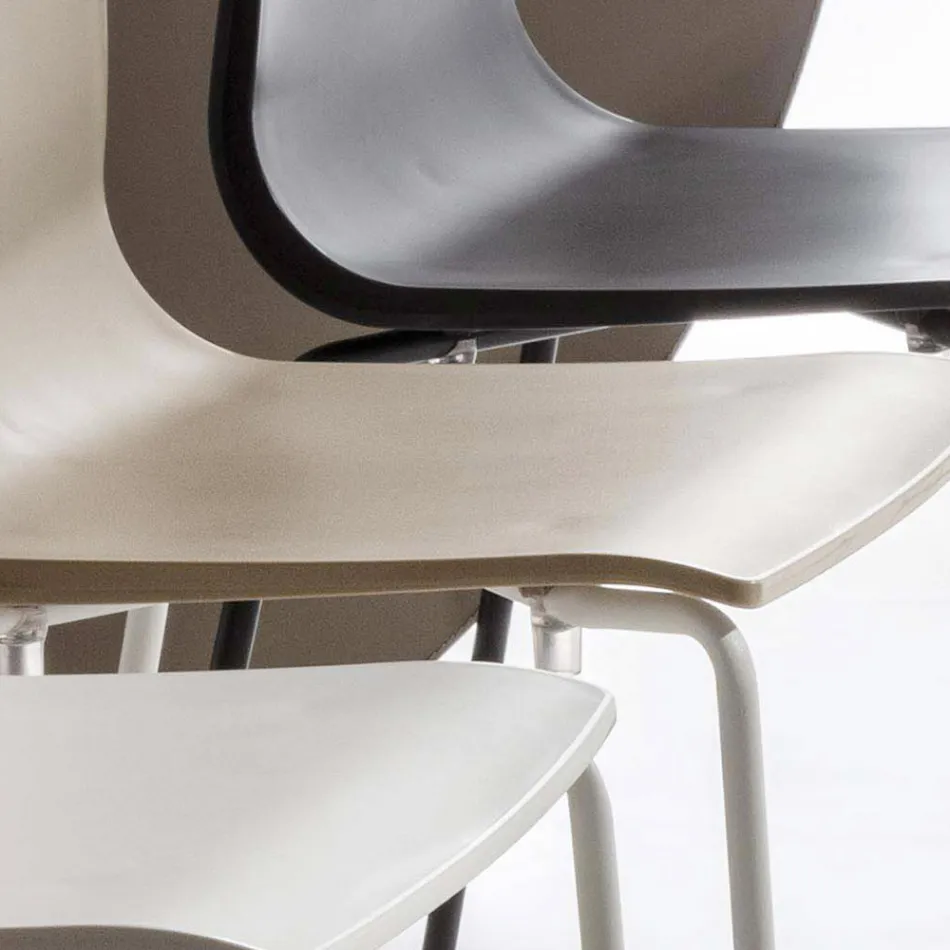 Krzesło do jadalni z polipropylenu z metalową podstawą, 4 sztuki - Alina Viadurini