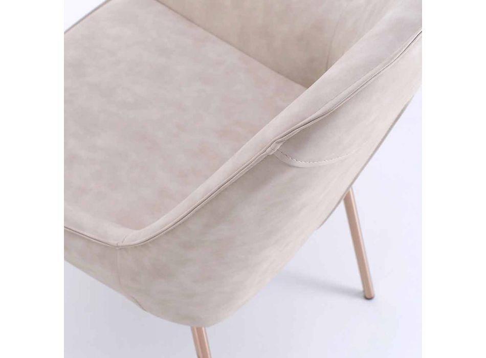 Krzesło do jadalni ze sztucznej skóry melanżowej i metalu, 4 sztuki - Cracco Viadurini