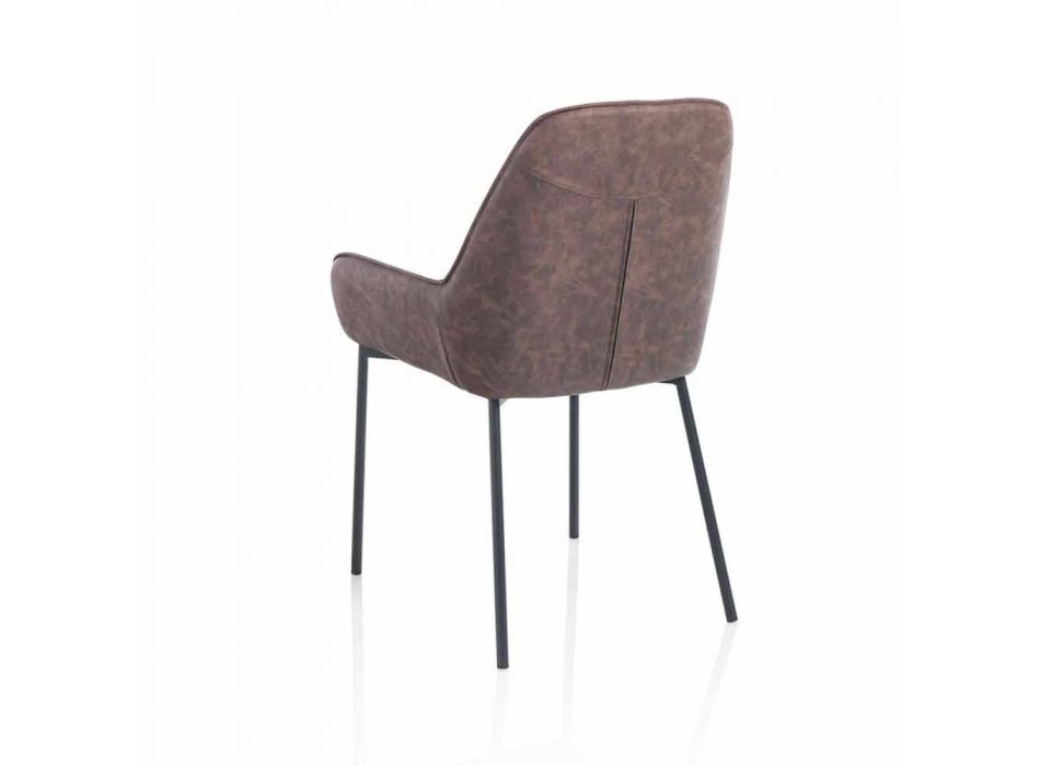 Krzesło do jadalni ze sztucznej skóry melanżowej i metalu, 4 sztuki - Cracco Viadurini