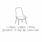 Krzesło do jadalni materiałowe z drewnianą podstawą Made in Italy - kokos Viadurini