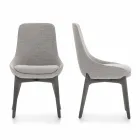 Krzesło do jadalni materiałowe z drewnianą podstawą Made in Italy - kokos Viadurini