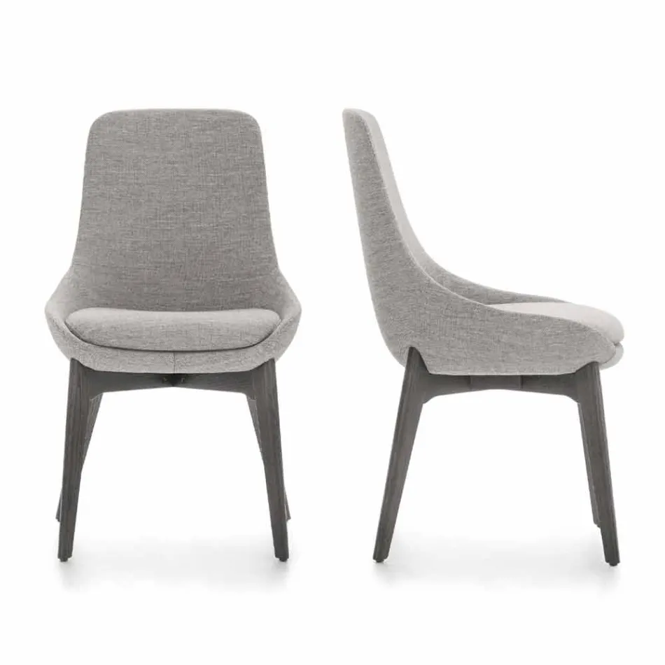 Krzesło do jadalni materiałowe z drewnianą podstawą Made in Italy - kokos Viadurini