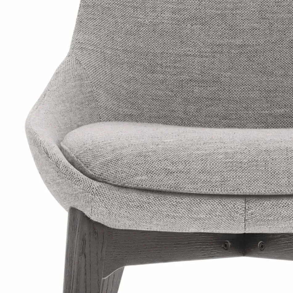 Krzesło do jadalni materiałowe z drewnianą podstawą Made in Italy - kokos Viadurini