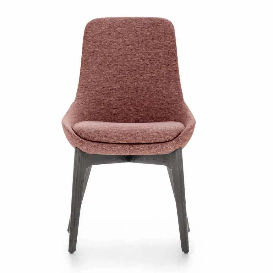 Krzesło do jadalni materiałowe z drewnianą podstawą Made in Italy - kokos Viadurini