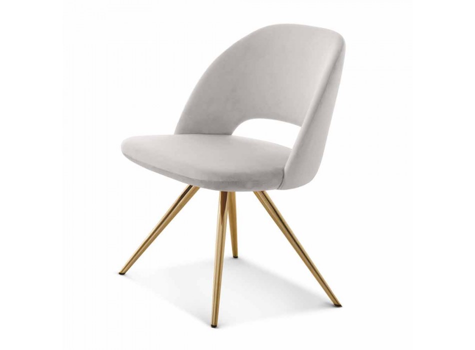 Krzesło do jadalni z tkaniny ze złotymi nogami Made in Italy - Marchesi Viadurini