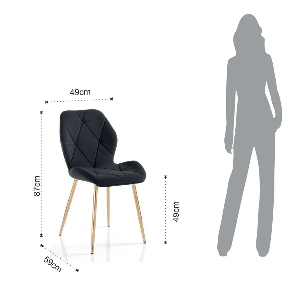 Krzesło do jadalni z tkaniny i złotego metalu 4 sztuki - Smeralda Viadurini