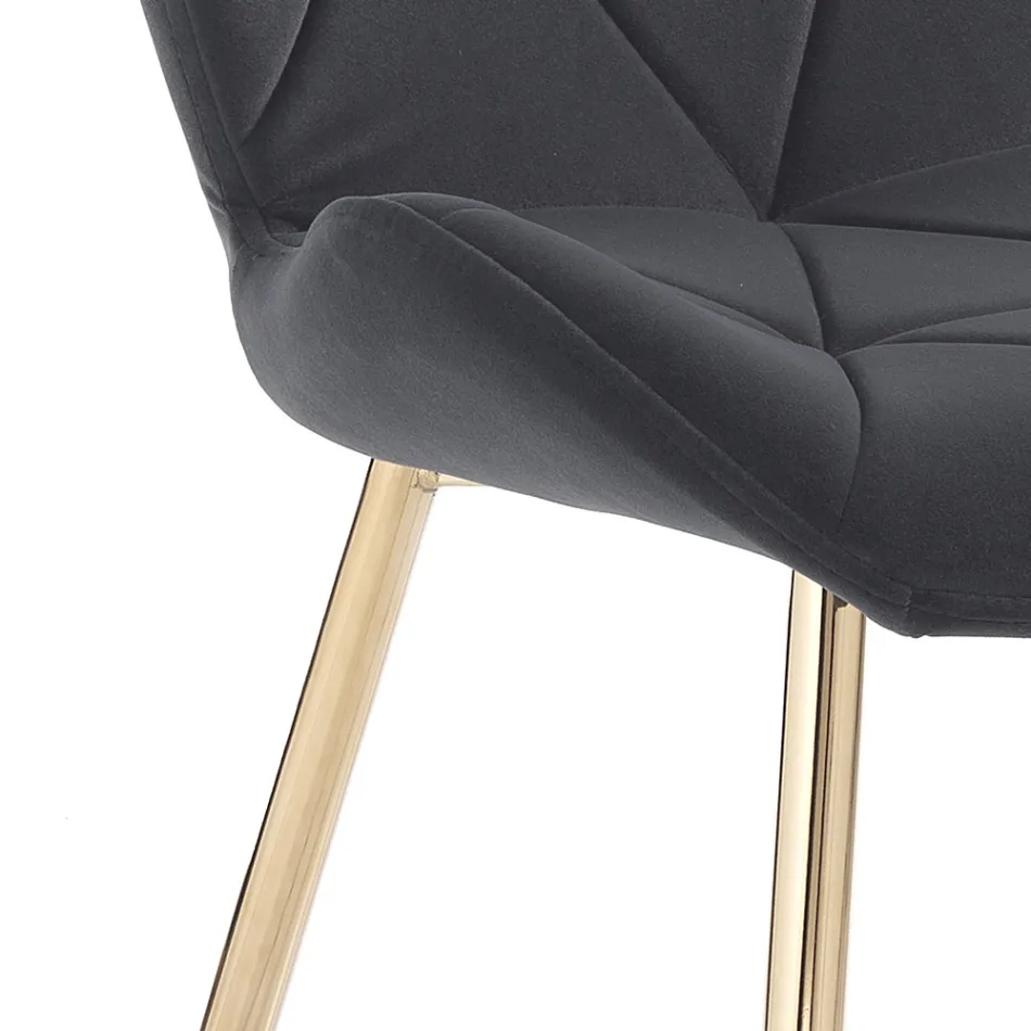 Krzesło do jadalni z tkaniny i złotego metalu 4 sztuki - Smeralda Viadurini