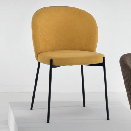 Krzesło do jadalni w tapicerowanej tkaninie i metalu 4 sztuki - filiżanka Viadurini