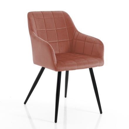 Krzesło do jadalni z tkaniny i metalu w kolorze pudrowego różu, 2 sztuki - Gameta Viadurini