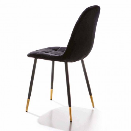 Krzesło do jadalni z odpornego na plamy aksamitu i metalu, 4 sztuki - Carlina Viadurini