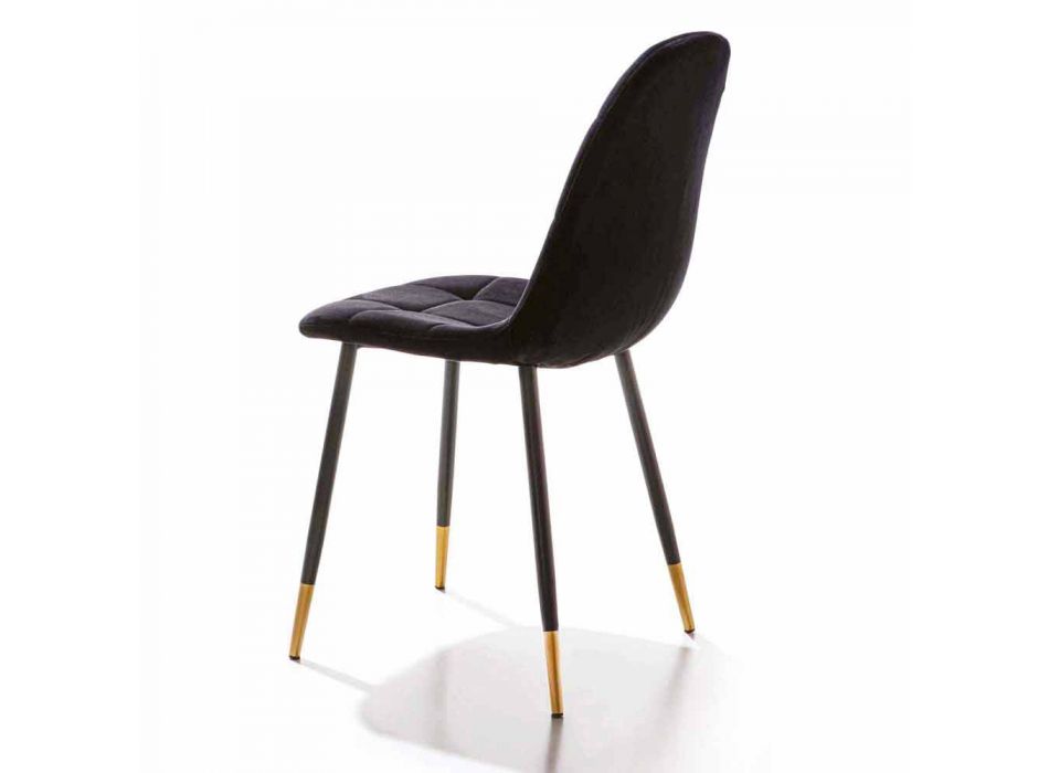Krzesło do jadalni z odpornego na plamy aksamitu i metalu, 4 sztuki - Carlina Viadurini