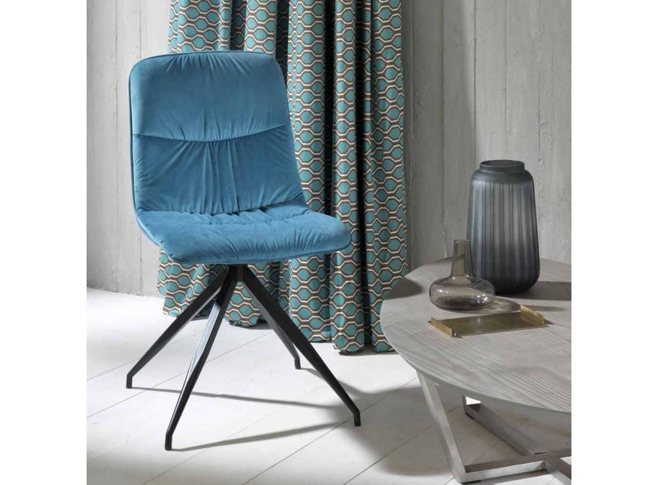 Nowoczesne krzesło do jadalni z siedziskiem z tkaniny, 4 sztuki - Ateny Viadurini