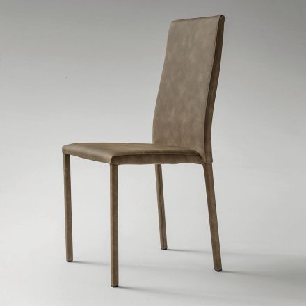 Krzesło do jadalni tapicerowane ekoskórą Made in Italy, 2 sztuki - belgijskie Viadurini