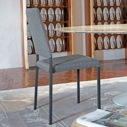 Krzesło do jadalni ze zdejmowanym pokrowcem, tapicerowane tkaniną Made in Italy - Toyko Viadurini