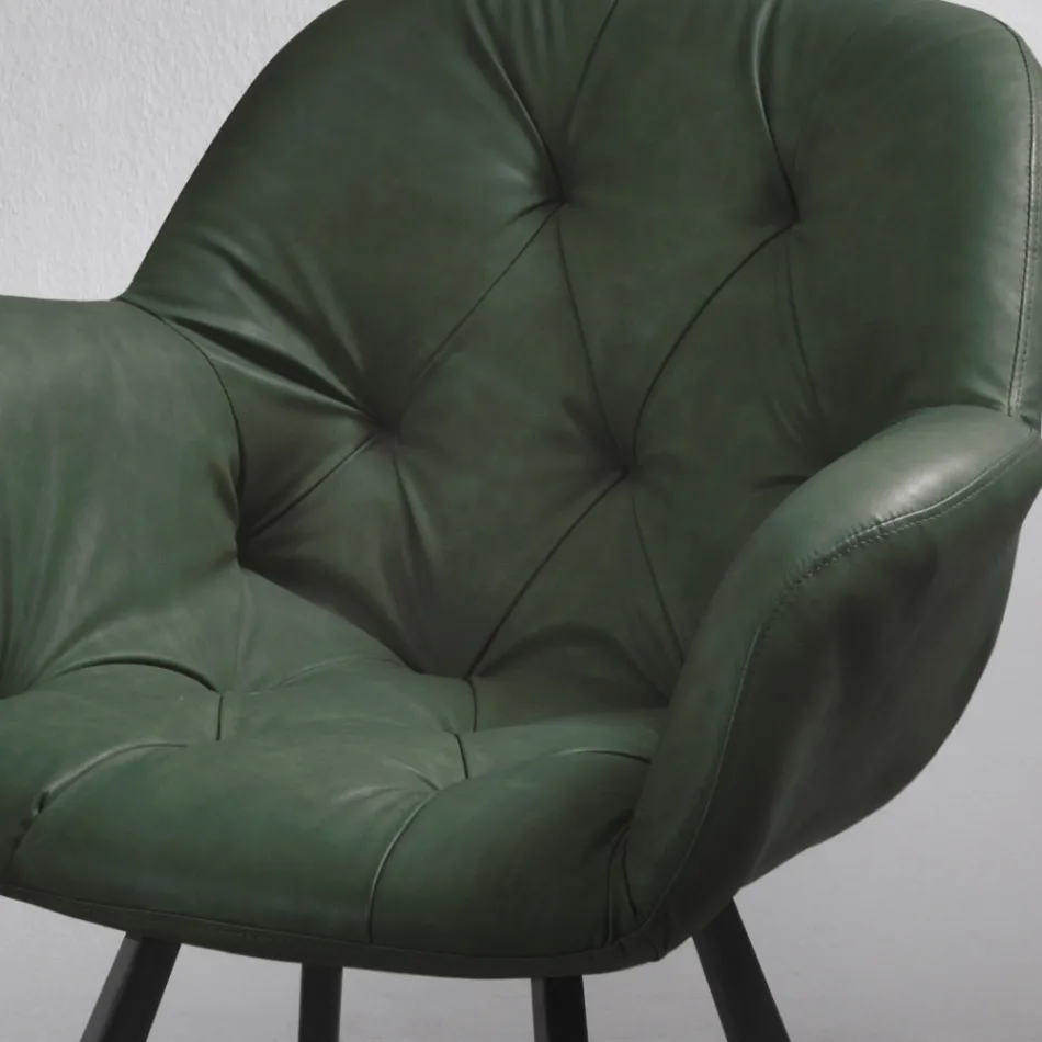 Krzesło do jadalni w metalowej konstrukcji z ekoskóry 2 sztuki - Delpiero Viadurini