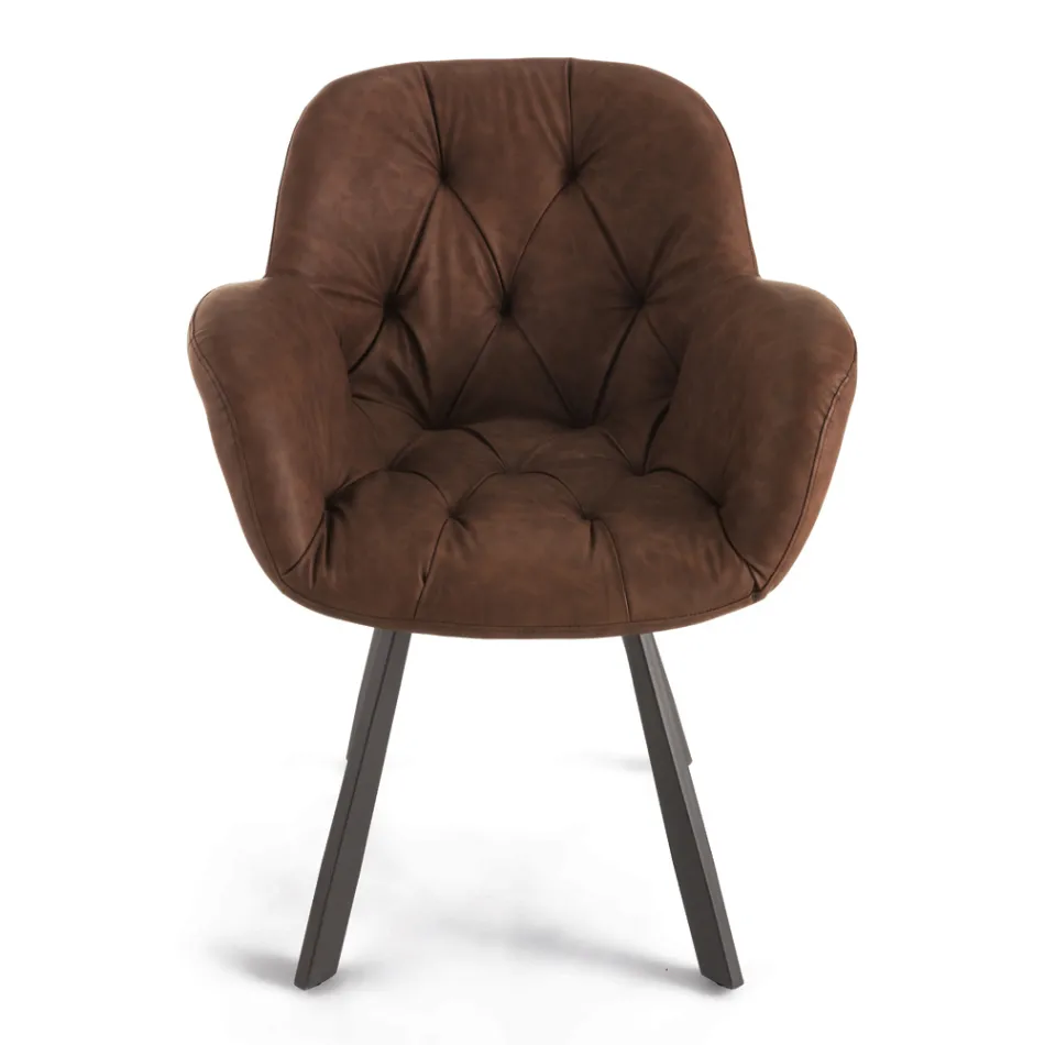 Krzesło do jadalni w metalowej konstrukcji z ekoskóry 2 sztuki - Delpiero Viadurini