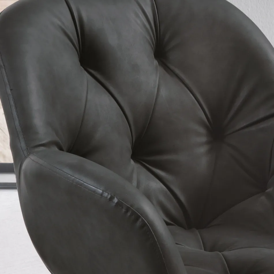 Krzesło do jadalni w metalowej konstrukcji z ekoskóry 2 sztuki - Delpiero Viadurini