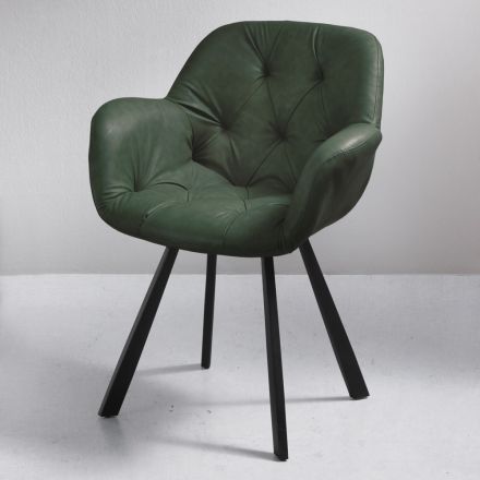 Krzesło do jadalni w metalowej konstrukcji z ekoskóry 2 sztuki - Delpiero Viadurini