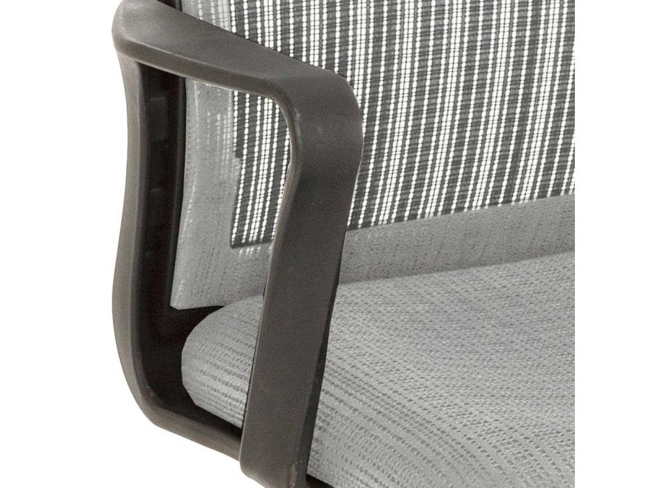 Krzesło biurowe z tworzywa sztucznego i tkaniny z podłokietnikami i zagłówkiem - Sainta Viadurini