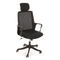 Krzesło biurowe z tworzywa sztucznego i tkaniny z podłokietnikami i zagłówkiem - Sainta