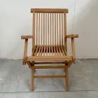 Składane krzesło ogrodowe z drewna tekowego z podłokietnikami – Yggdrasil Viadurini