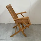 Składane krzesło ogrodowe z drewna tekowego z podłokietnikami – Yggdrasil Viadurini