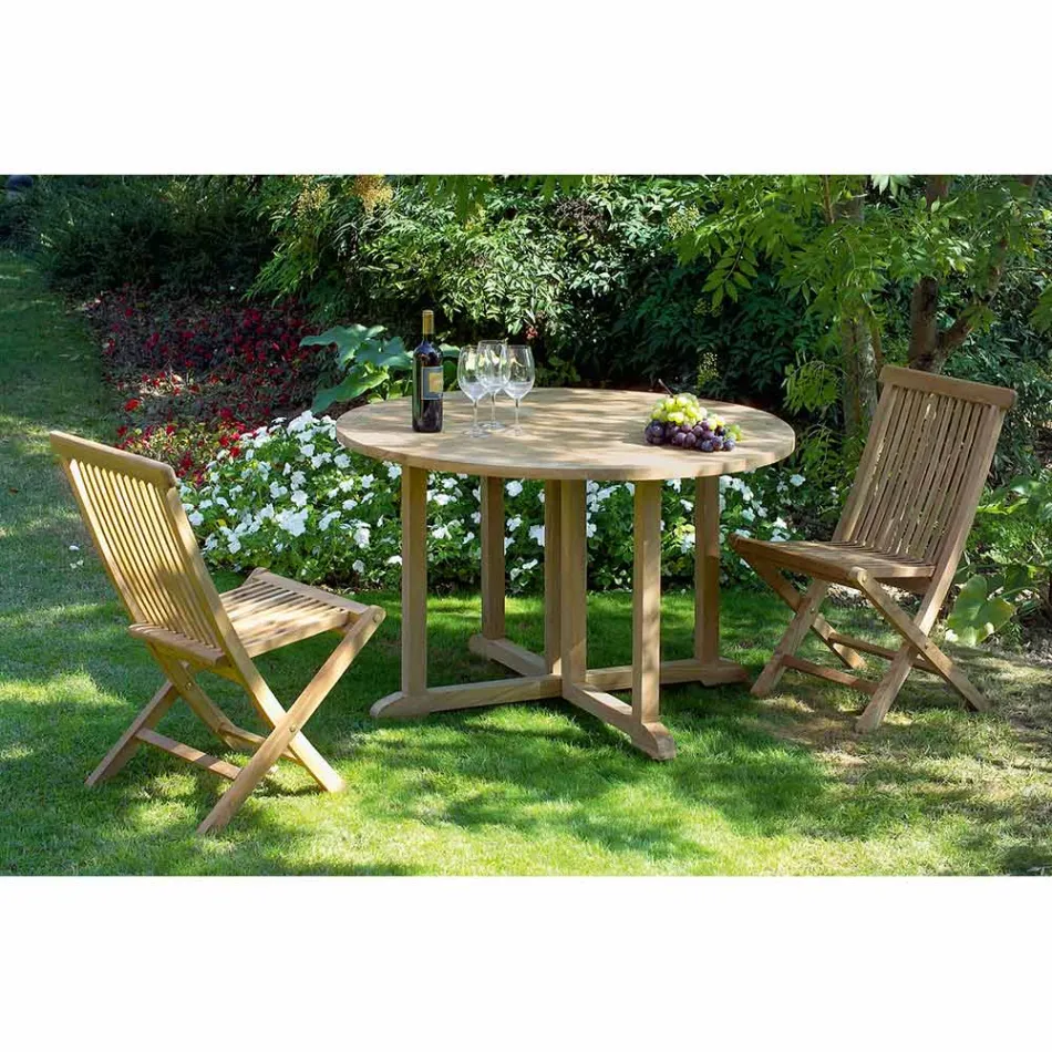 Składane krzesło ogrodowe z naturalnego drewna tekowego - Yggdrasil Viadurini