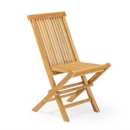 Składane krzesło ogrodowe z naturalnego drewna tekowego - Yggdrasil Viadurini