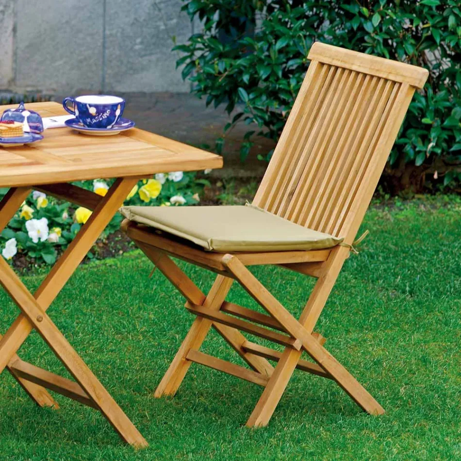 Składane krzesło ogrodowe wykonane z drewna tekowego - jasne Viadurini