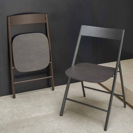 Krzesło składane z metalu i drewna dębowego 2 sztuki Made in Italy - Roberta Viadurini