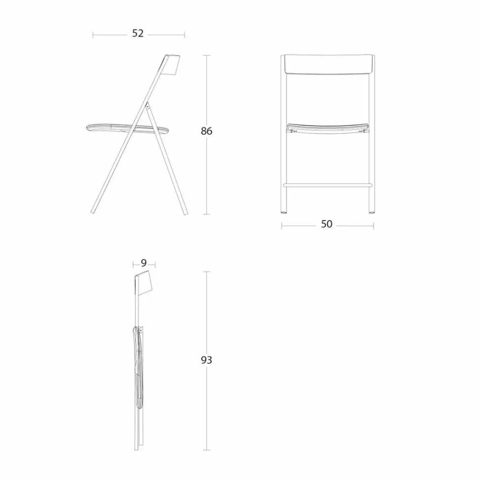 Krzesło składane z metalu i drewna dębowego 2 sztuki Made in Italy - Roberta Viadurini