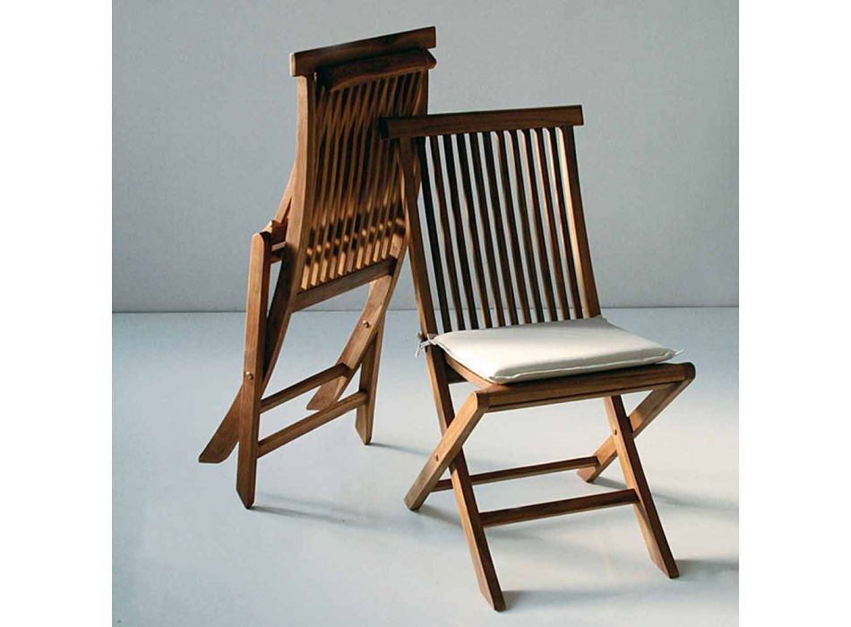 Składane krzesło ogrodowe z drewna tekowego Viadurini