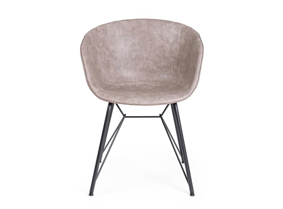 Fotel Krzesło z Białej lub Czarnej Stali i Ekoskóry Vintage - Gongo Viadurini