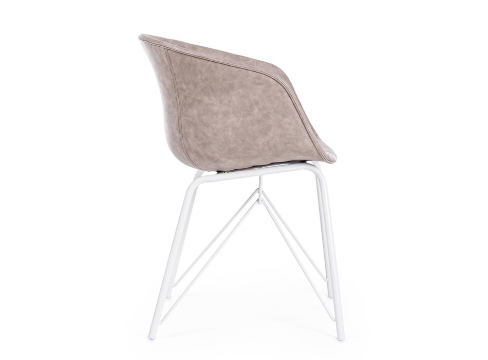 Fotel Krzesło z Białej lub Czarnej Stali i Ekoskóry Vintage - Gongo Viadurini