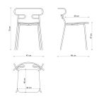 Cenne krzesło do układania w stosy z metalu i jesionu Made in Italy, 2 sztuki - Trosa Viadurini