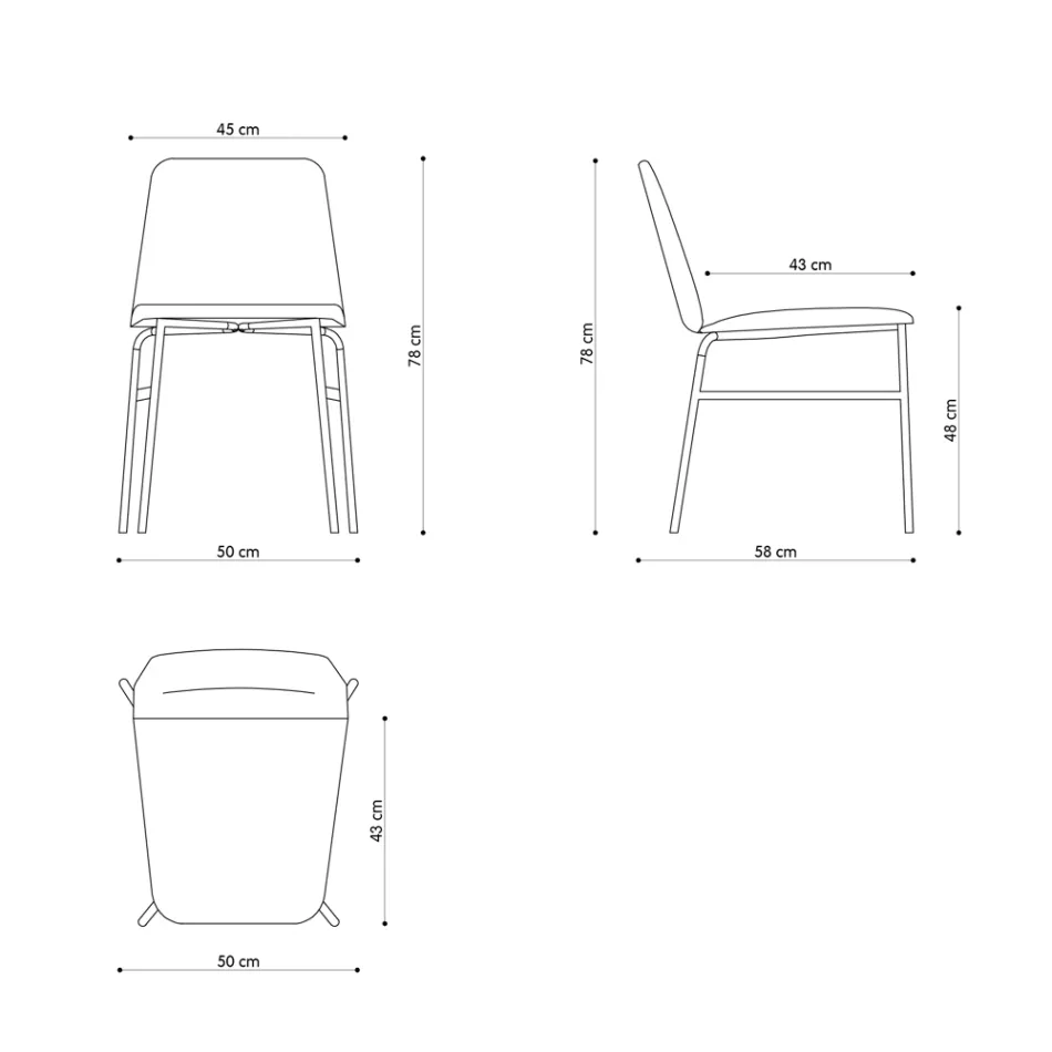 Krzesło z cienkiej tkaniny z metalową podstawą Made in Italy, 2 sztuki - Molde Viadurini