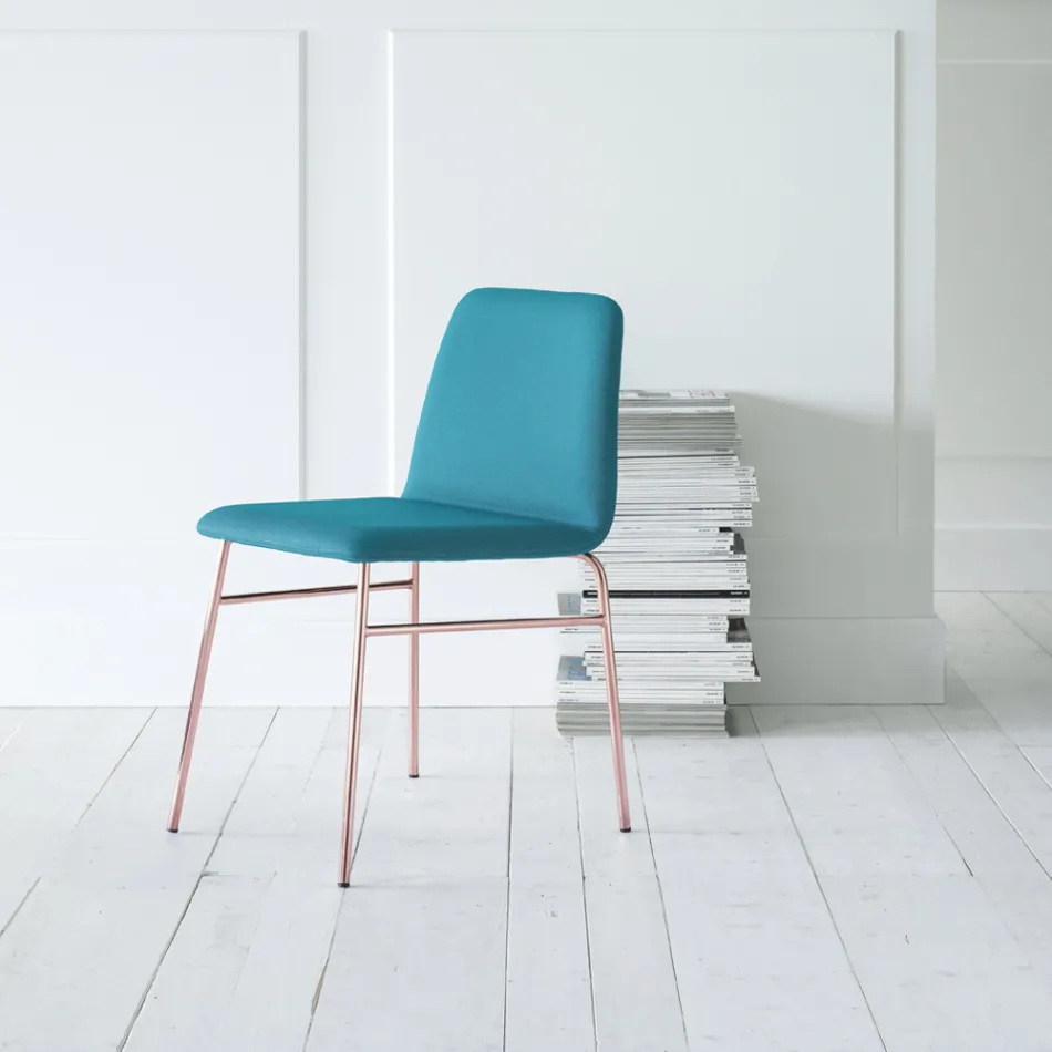 Krzesło z cienkiej tkaniny z metalową podstawą Made in Italy, 2 sztuki - Molde Viadurini